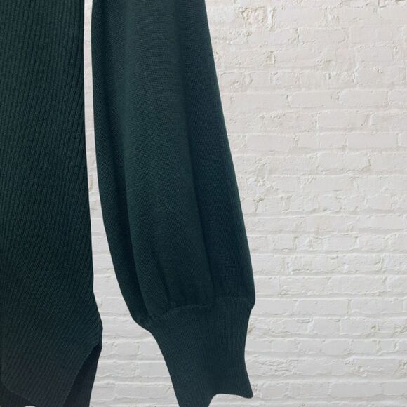 Cupio Ponderosa Green V-Neck Bishop Sleeve Sweater Soft Knit Pullover S - Picture 10 of 14